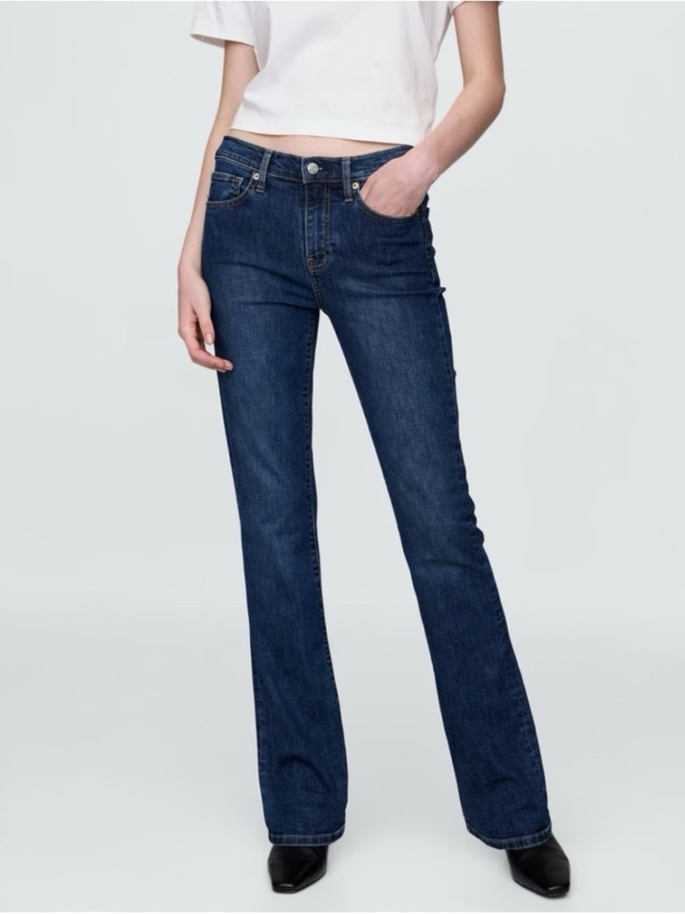 Gap Mid Rise Baby Boot jeans, dark wash